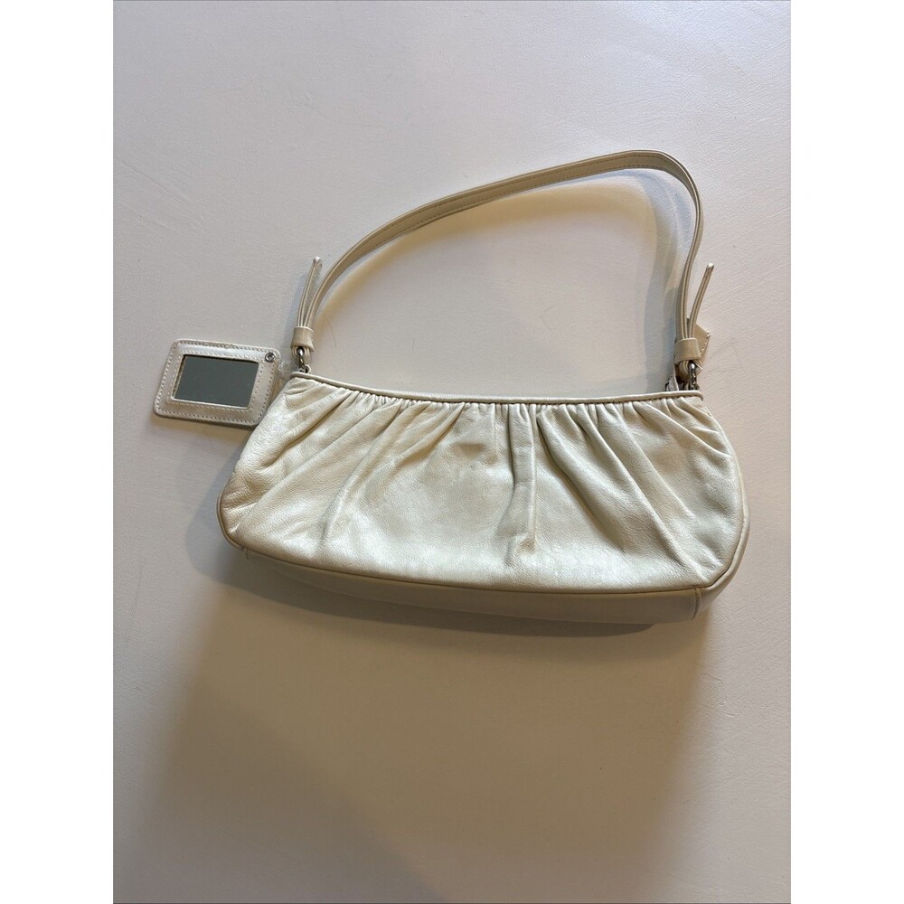 Worthington NWOT Genuine Leather VTG Clutch Purse Beige 12”w X5”h With 8” Handle